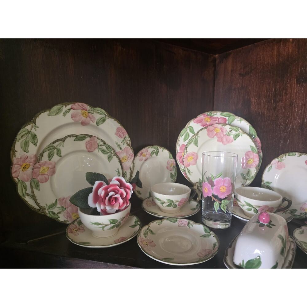 Vintage Franciscan Floral Ceramic Dinner Set Dinner Plate Cup Saucer Butter Dish - Picture 6 of 10